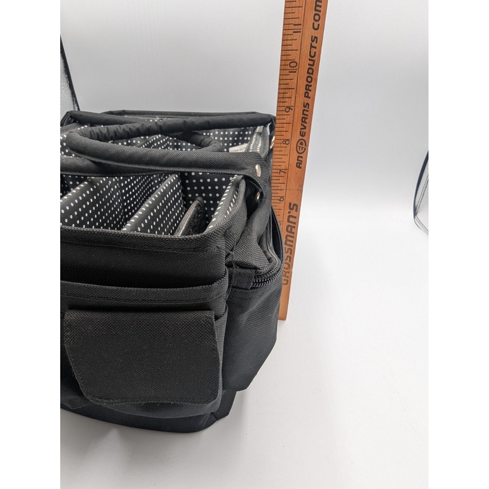 Craft Organizer Storage Hobby Tote Black Polka Dot Multi-Pocket Large - Picture 13 of 14